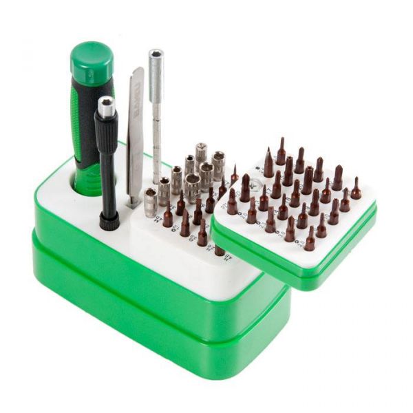 
					Набір інструментів BAKU BA-3039 (ручка з тріскачкою, 2 подовжувача, пінцет прямий, присоска, 2 медіатора, 48 насадок)