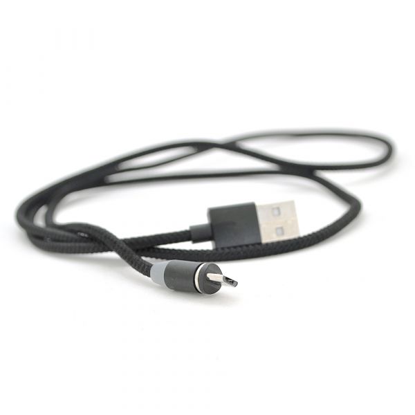 
					Магнітний кабель USB 2.0 /Micro, 1m, 2А, плюс наконечник на micro, тканинна оплетка, броньований, знімач, Black, Blister-Box
