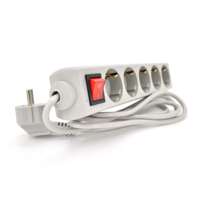 
					Мережевий подовжувач RITAR G545CU, 220В 10А,  5 розеток, 4,5 м, переріз 3х0,75мм CU, сірий Q25