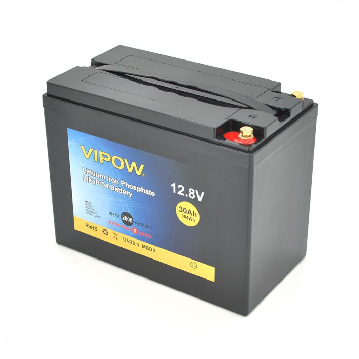 
					Акумуляторна батарея Vipow LiFePO4 12,8V 30Ah з вбудованою ВМS платою 25A (180*220*135)