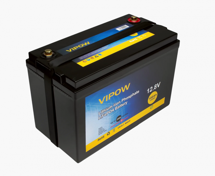 
					Акумуляторна батарея Vipow LiFePO4 12,8V 100Ah з вбудованою ВМS платою 80A