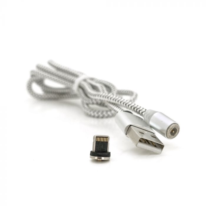
					Магнітний кабель PiPo USB 2.0 /Lighting, 1m, 2А, тканинна оплетка, броньований, знімач, Silver, BOX