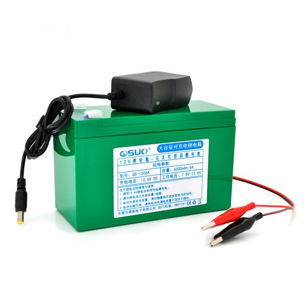
					Акумуляторна батарея літієва QSuo 12V 6A з елементами Li-ion 18650 (150X64,5X97,7) + зарядний пристрій 12.6V 1A + крокодилы