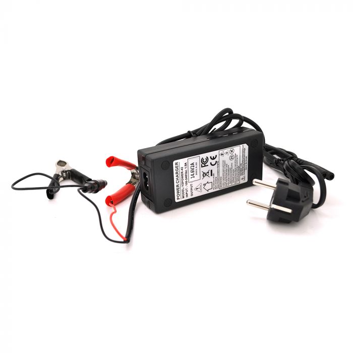 
					Зарядний пристрій для акумуляторів Merlion LiFePO4 12V (14,6V) -2A-24W + крокоділи, OEM, Q70