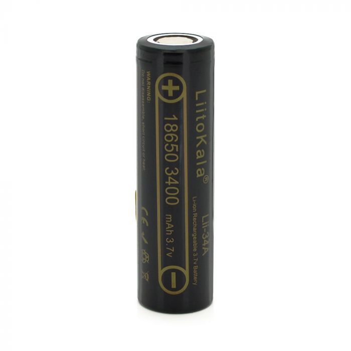 
					Акумулятор 18650 Li-Ion LiitoKala Lii-34A, 3400mAh (3250-3350mAh), 3.7V (2.75-4.2V), Black, , 2 шт в упаковці, ціна за 1 шт