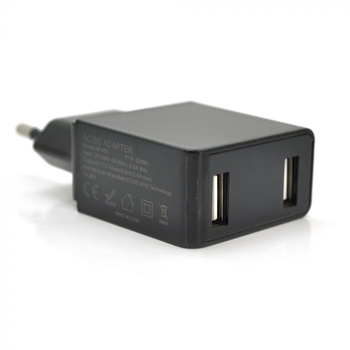 
					СЗУ GS 550,110-240V, 2xUSB, 5V / 2.4A, LED Black, Blister-box
