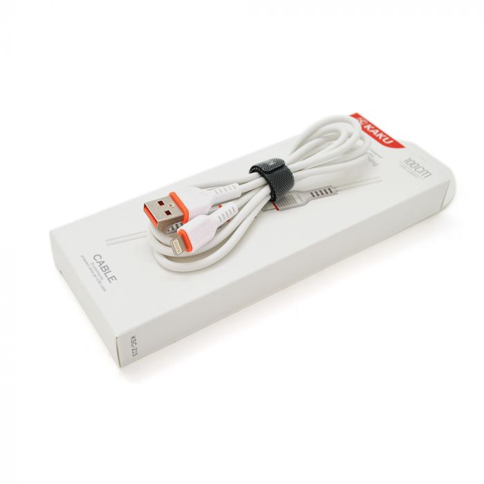 
					Кабель iKAKU KSC-233 JIANXUN silicon data cable series for  iphone, White, довжина 1м, 3,2А, BOX