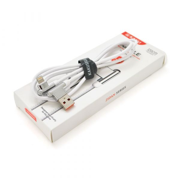 
					Кабель iKAKU KSC-125 ZIDAN zinc alloy charging data cable series for iphone, White, довжина 1м, 3,2А, BOX