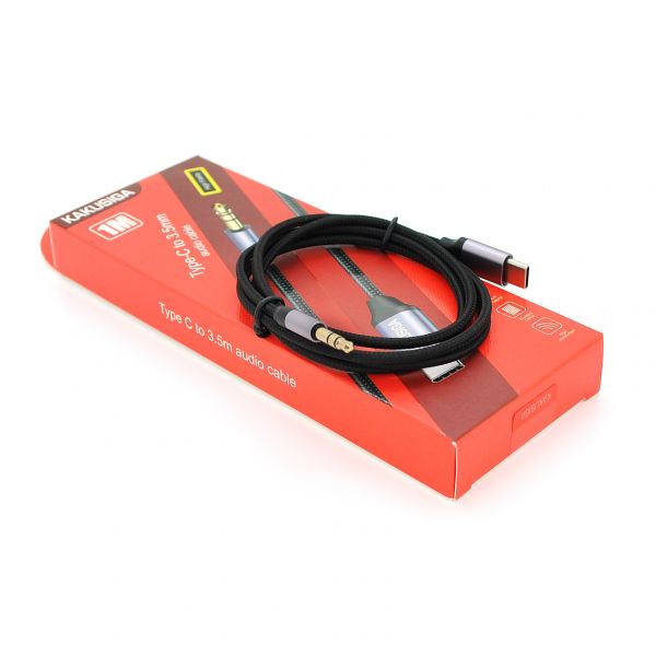 
					Перехідник KSC-427 Type-C(M) => Jack 3.5mm(M), 1м, Black/Silver, Box