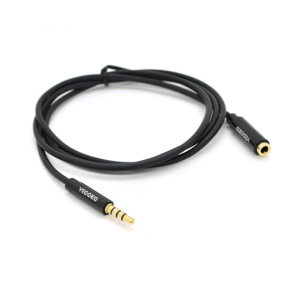 
					Подовжувач VEGGIEG AFB-1 Audio DC3.5 тато-мама 1.0м, GOLD Stereo Jack, (круглий) Black cable, Пакет Q500