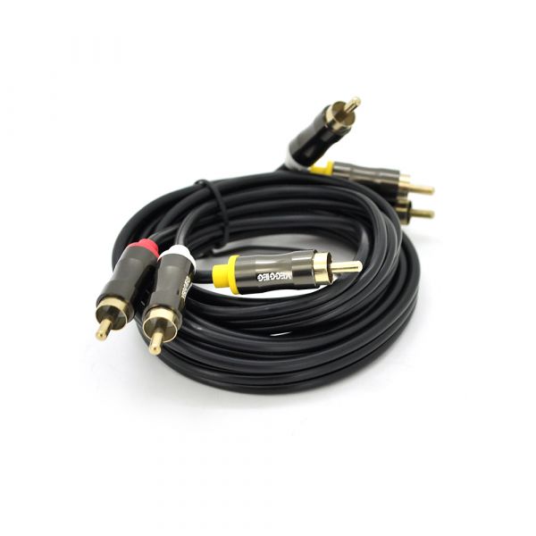
					Кабель VEGGIEG AV301 Audio-Video 3хRCA (тато) => 3хRCA (тато), GOLD connector,  круглий, Black, 1,5 м, Пакет