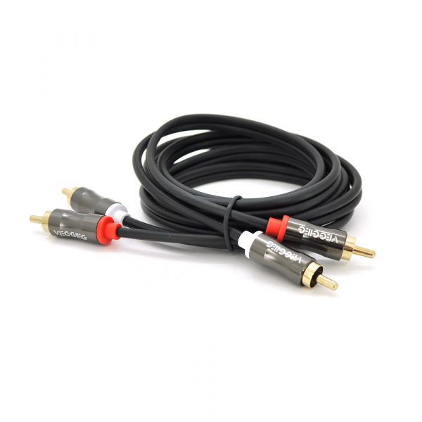 
					Кабель VEGGIEG AV201 Audio-Video 2хRCA (тато) => 2хRCA (тато), GOLD connector,  круглий, Black, 1,5 м, Пакет