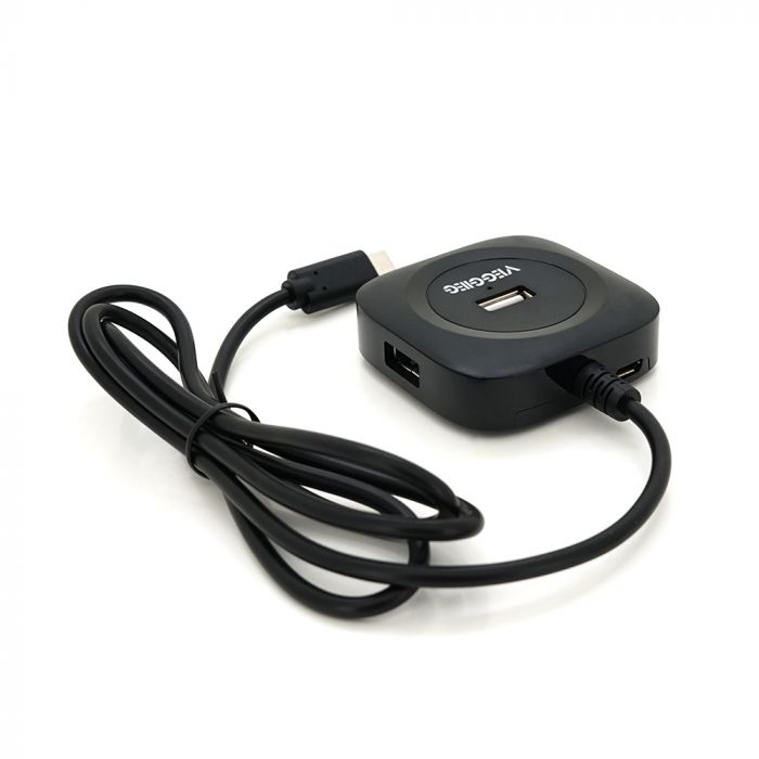 
					Хаб VEGGIEG V-C240 Type-C, 4 порти USB 2.0, 20 см, Black, Box