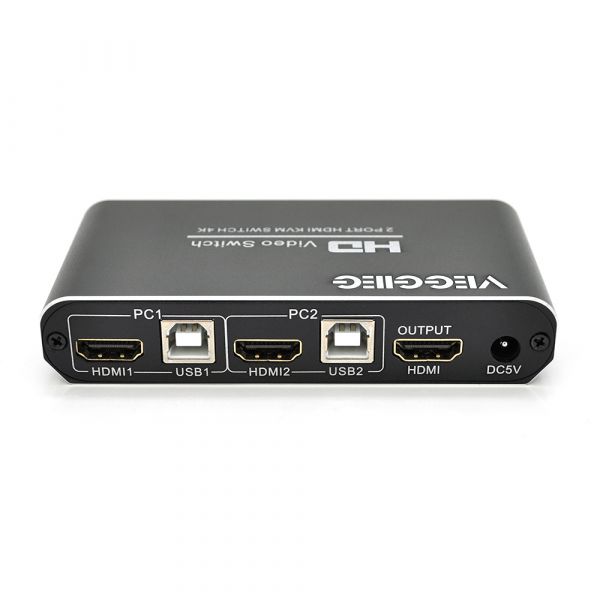 
					Активний VEGGIEG V-H201 KVM HDMI 2 * 1 спліттер, підтримує 2Kx4K, 30Hz, Black, Box