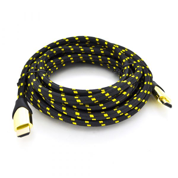 
					Кабель Ritar PL-HD207 HDMI-HDMI 19 + 1, UltraHD 8K 60HZ, 4K 120HZ, 1.5m, v2,1, OD-6.3mm, з фільтром, в оплетке Black / Gold, коннектор Gold, Blister, Q100