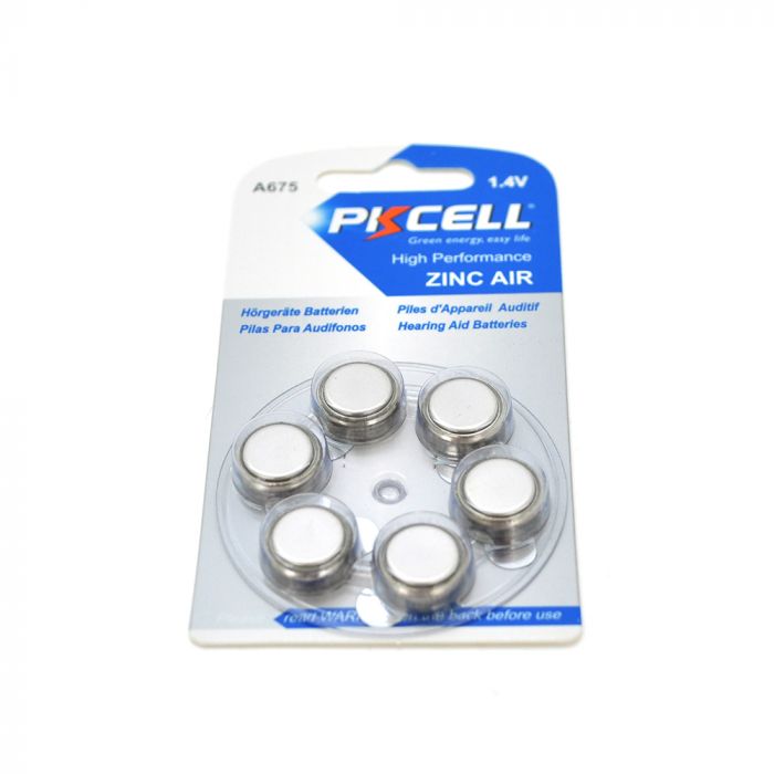 
					Батарейка повітряно цинкова PKCELL 1.4V ZA675, 6 штук в блістері, ціна за блістер, Q
