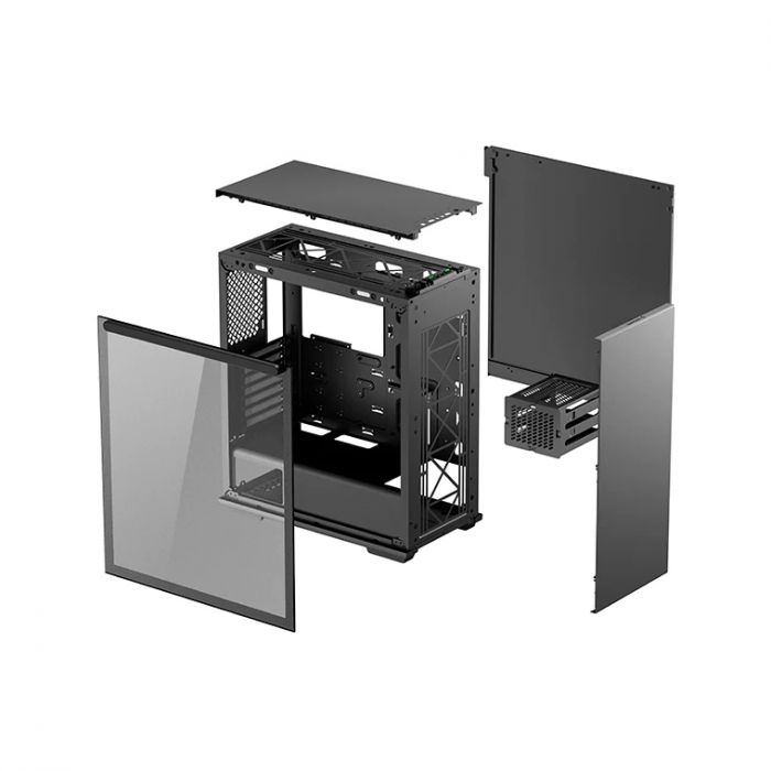 
					Корпус DeepCool Macube-13 - 0.5mm ABS+SPCC+загартоване скло, ITX, 2x3.0 USB+Audio, Video card≤330mm, (424,6x215x494,6mm), без БП