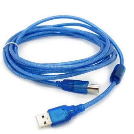 
					Кабель USB 2.0 RITAR AM / BM, 10m, 1 ферит, прозорий синій