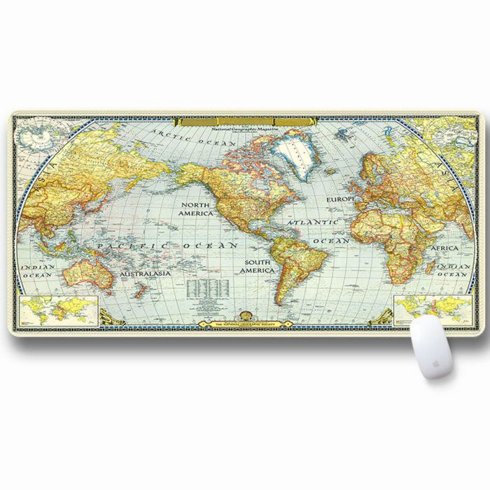 
					Килимок 300 * 700 тканинної Карта світу з бічної прошивкою, товщина 3 мм, колір Gray-yellow, Пакет