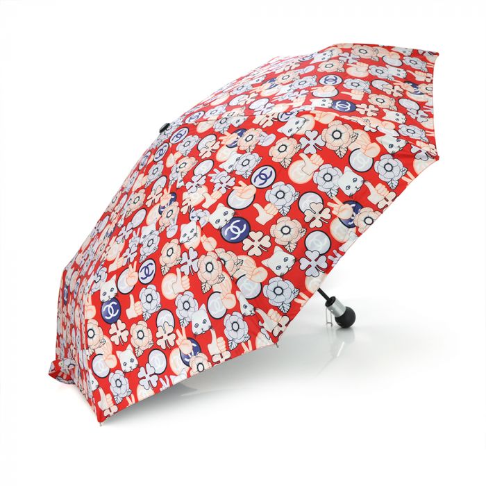 
					Парасолька жіноча Chanel Kitten автоматический, D-116см, захист від сонця, UV (99%), захист від дощу, каркас - Al+Fe, White-red