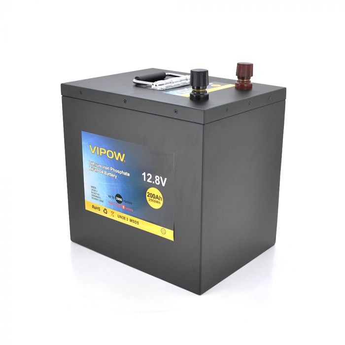 
					Акумуляторна батарея Vipow LiFePO4 12,8V 200Ah з вбудованою ВМS платою 100A (230*340*300)