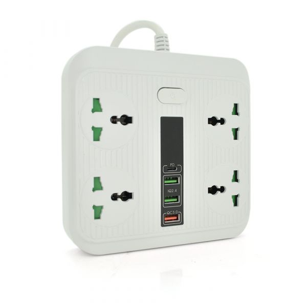 
					Мережевий фільтр TB-Т18, 4 розетки + 2 USB + PD, 2 м, перетин 3х0,75мм, 3000W, White, Box