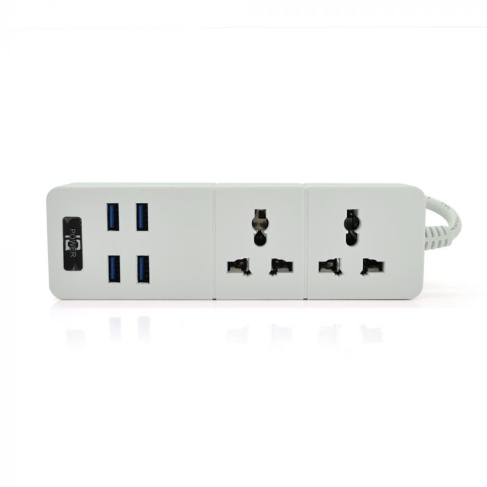 
					Мережевий фільтр ТВ-Т07, 2 розетки + 4 USB, 2 м, перетин 3х0,75мм, 2500W, White, Box