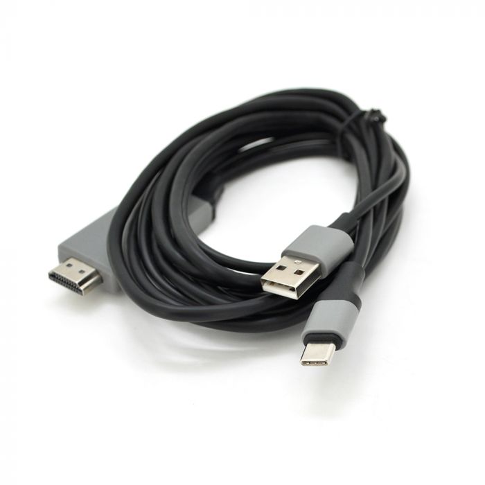 
					Конвертер MHL MHL Type-C (тато) + USB (тато) => HDMI(тато) 2.0м, Black, 4K/2K, BOX