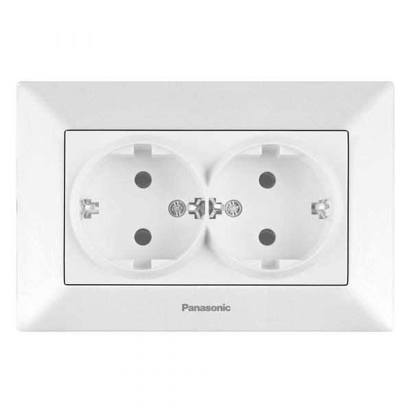 
					Розетка Panasonic Arkedia Slim подвійна із заземленням, біла