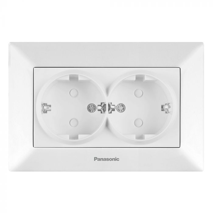 
					Розетка Panasonic Arkedia Slim подвійна із заземленням зі захисними шторками, біла