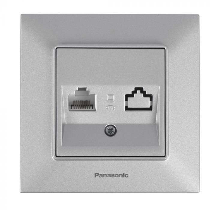 
					Розетка Panasonic Arkedia Slim комп'ютерна RJ45 CAT5e, срібна