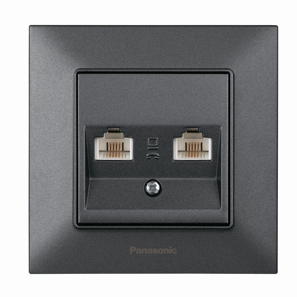 
					Розетка Panasonic Arkedia Slim комп'ютерна подвійна RJ45 CAT5e, димчаста