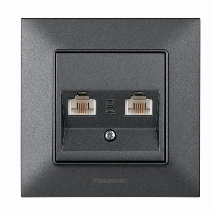
					Розетка Panasonic Arkedia Slim комп'ютерна подвійна RJ45 CAT5e, димчаста