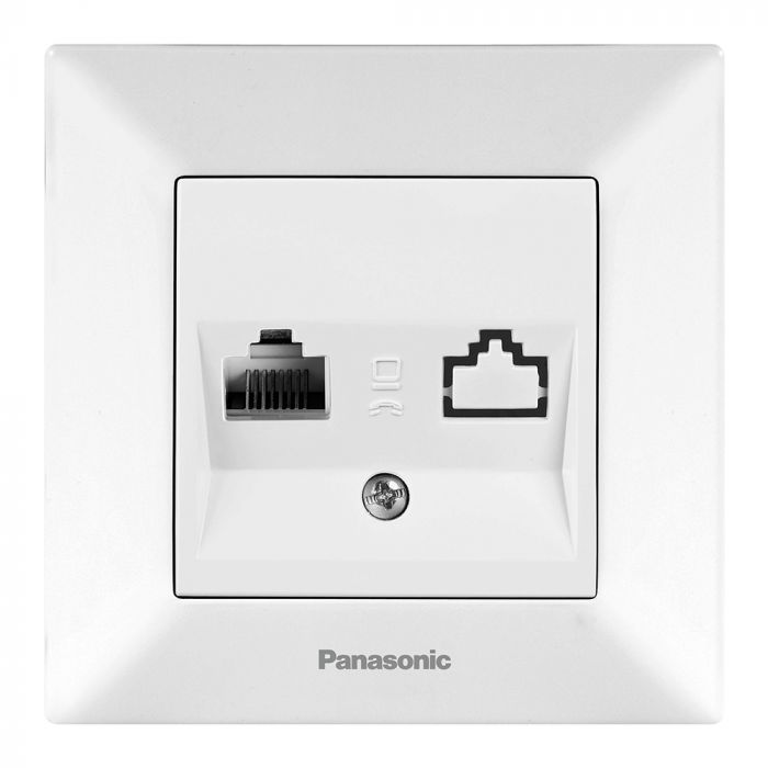 
					Розетка Panasonic Arkedia Slim комп'ютерна RJ45 CAT6e, біла