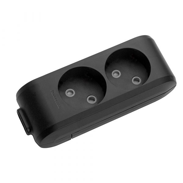 
					Колодка Panasonic X-tendia 2 гнізда, з захистними шторками, чорна