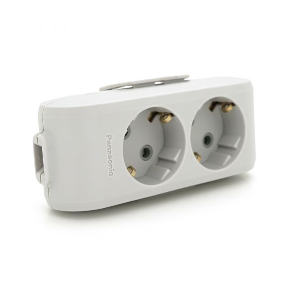 
					Колодка Panasonic X-tendia із заземленням 2 гнізда, з захистними шторками, сіра