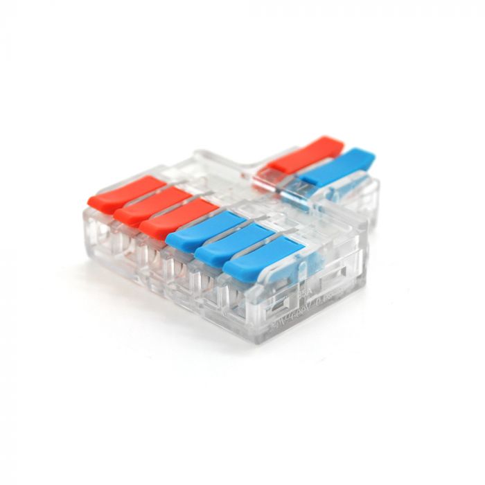 
					Клемна колодка з нажімнимі зажимами 2х6-дроти LT-626T для розподільних коробок, 450V / 32A, прозора