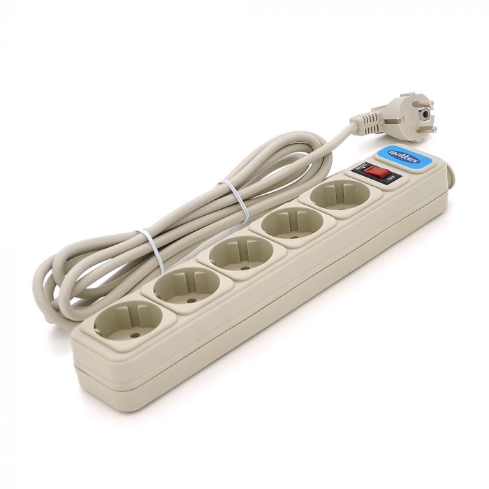 
					Мережевий подовжувач ТМ SVІTTEX, 220В, 10А, 5 розеток, мод.SV-001, 1,8 м, Q60