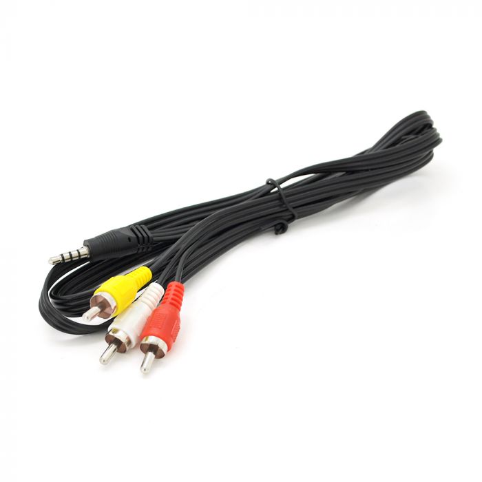 
					Кабель DC3.5 (тато) => 3хRCA (тато), довжина Jack 15мм, CCA, круглий, Black, 1,0 м, (Пакет) Q500