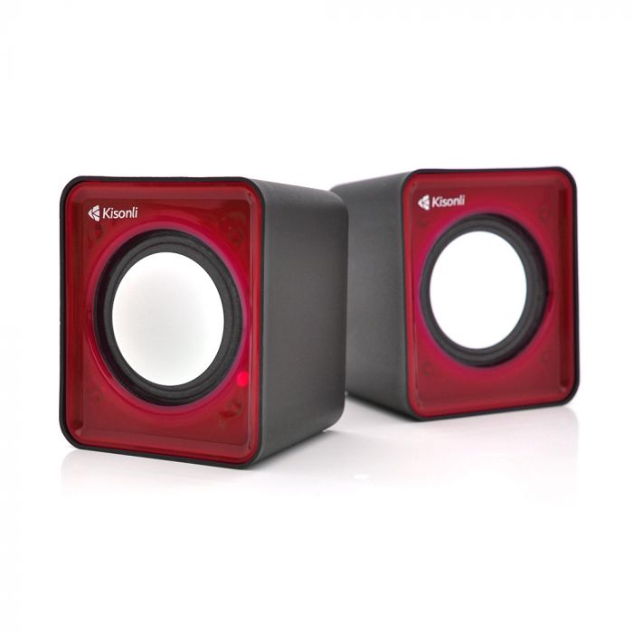 
					Колонки 2.0 Kisonli V310 для ПК і ноутбука, USB + 3.5mm, 2x0,5W, 20Hz- 20KHz, Red, BOX, Q100