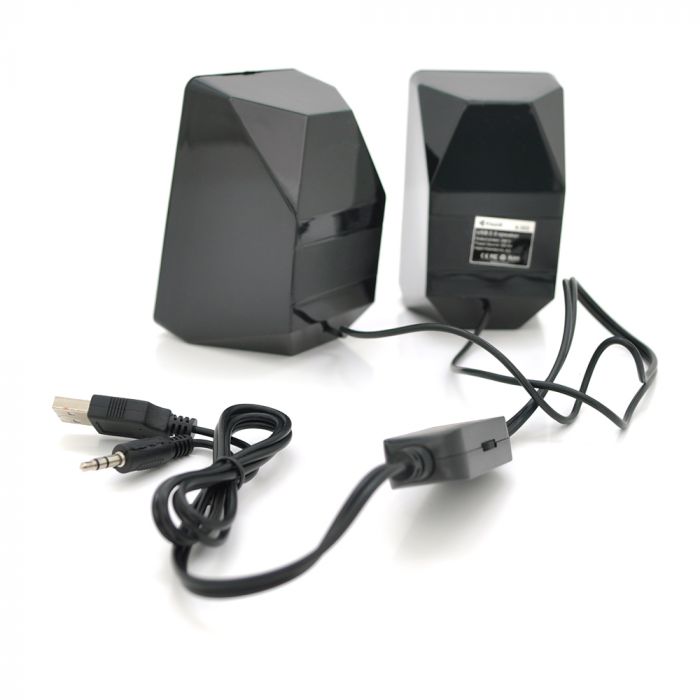 
					Колонки 2.0 Kisonli A-303 для ПК і ноутбука, USB + 3.5mm, 2x3W, 20Hz- 20KHz, black + yellow, BOX, Q50