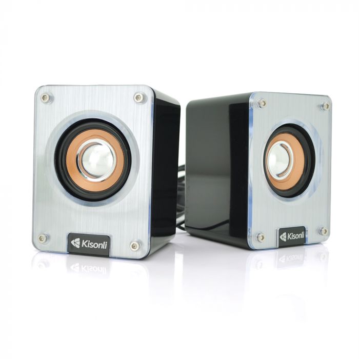 
					Колонки 2.0 Kisonli K500, для ПК і ноутбука, USB + 3.5mm, 2x3W, 20Hz- 20KHz, Black, BOX, Q50