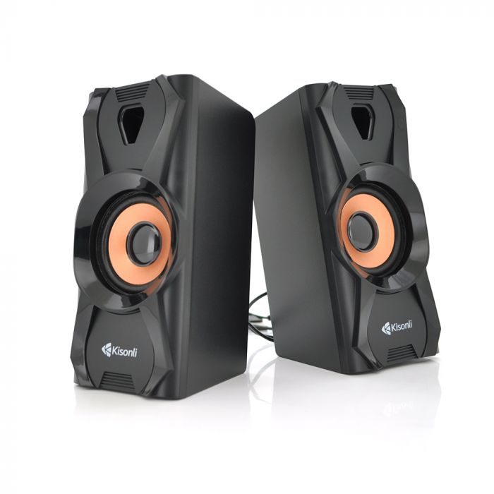 
					Колонки 2.0 Kisonli U-9003, для ПК і ноутбука, USB + 3.5mm, 2x3W, 20Hz- 20KHz, Black, BOX, Q40