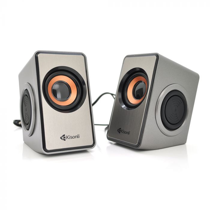 
					Колонки 2.0 Kisonli T-007 для ПК і ноутбука, USB + 3.5mm, 2x3W, 20Hz- 20KHz, Gray, BOX, Q40