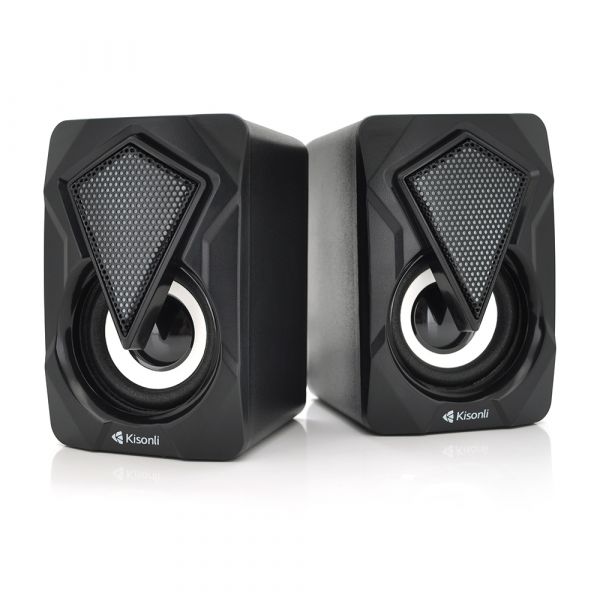 
					Колонки 2.0 Kisonli L-9090 для ПК і ноутбука, USB + 3.5mm, 2x3W, 20Hz- 20KHz, з вбудованим підсилювачем, Black, BOX, Q60