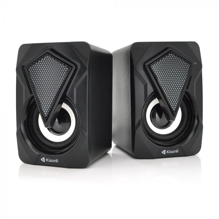 
					Колонки 2.0 Kisonli L-9090 для ПК і ноутбука, USB + 3.5mm, 2x3W, 20Hz- 20KHz, з вбудованим підсилювачем, Black, BOX, Q60