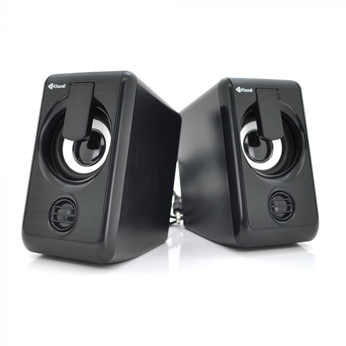 
					Колонки 2.0 Kisonli L-1010 для ПК і ноутбука, USB + 3.5mm, 2x3W, 20Hz- 20KHz, з підсвічуванням, Black, BOX, Q50