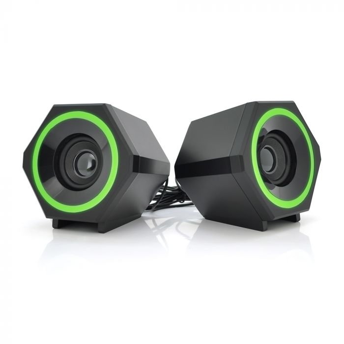 
					Колонки 2.0 Kisonli L-6060 для ПК і ноутбука, USB + 3.5mm, 2x3W, 20Hz- 20KHz, з підсвічуванням RGB, Black, BOX, Q24