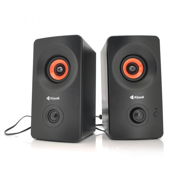 
					Колонки 2.0 Kisonli AС-9002, для ПК і ноутбука, живлення 220V + jack 3.5mm, 2x3W, 20Hz- 20KHz, з вбудованим підсилювачем, bluetooth, Black, BOX, Q30