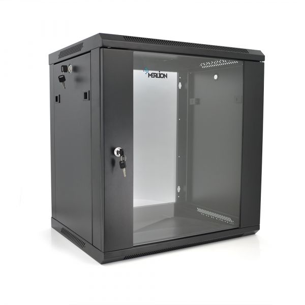 
					Шафа  Merlion 15U, 600*450*768 (Ш*Г*В)мм  загартоване скло, чорна, сталь 1,2мм з замком